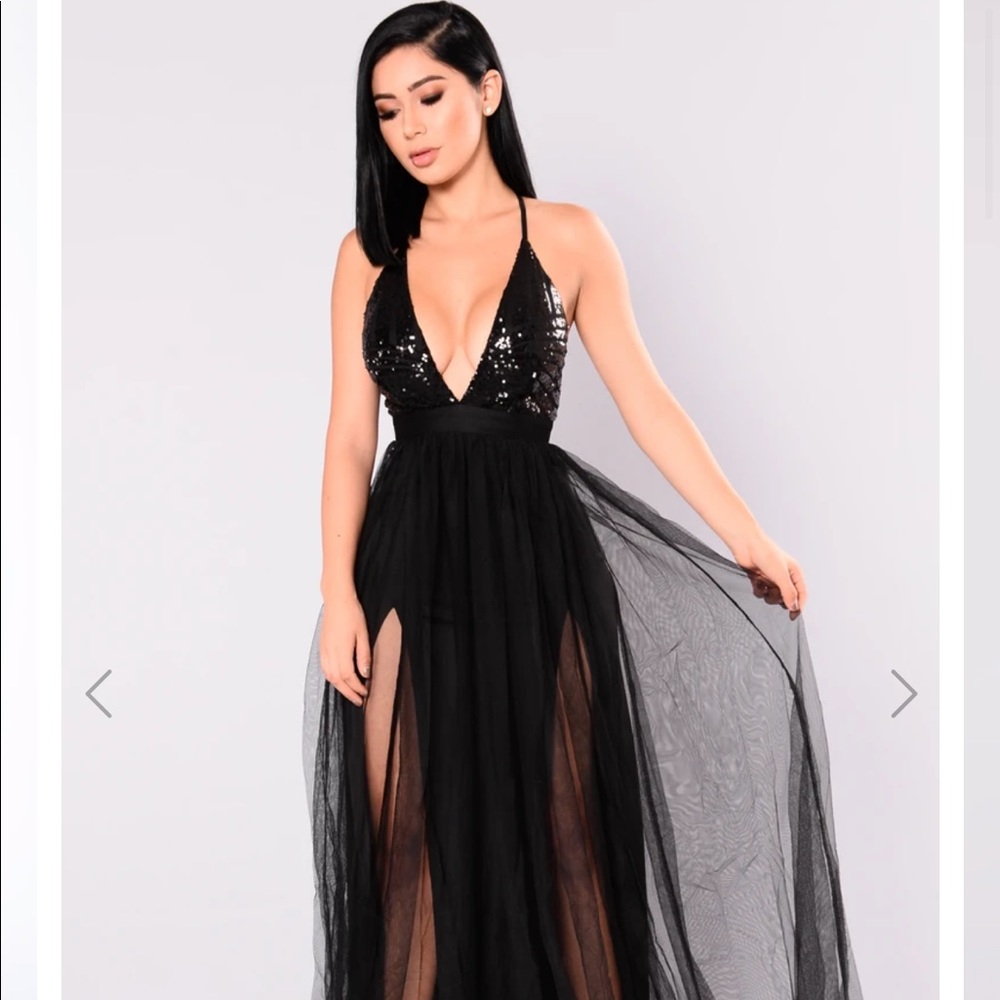 Fashion Nova Majestic Sequin Dress Black